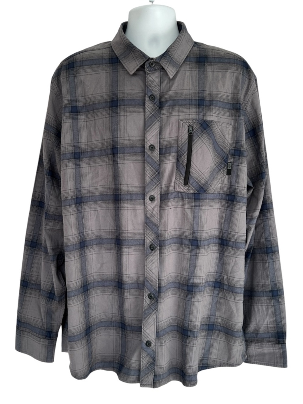 Fox Racing Shirt Button Down Sz XXL Grey Check Long Sleeve Flannel Stretch NEW